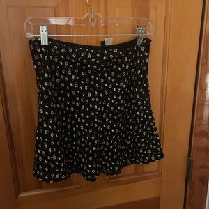 H&M Black Floral Skater Mini Skirt
